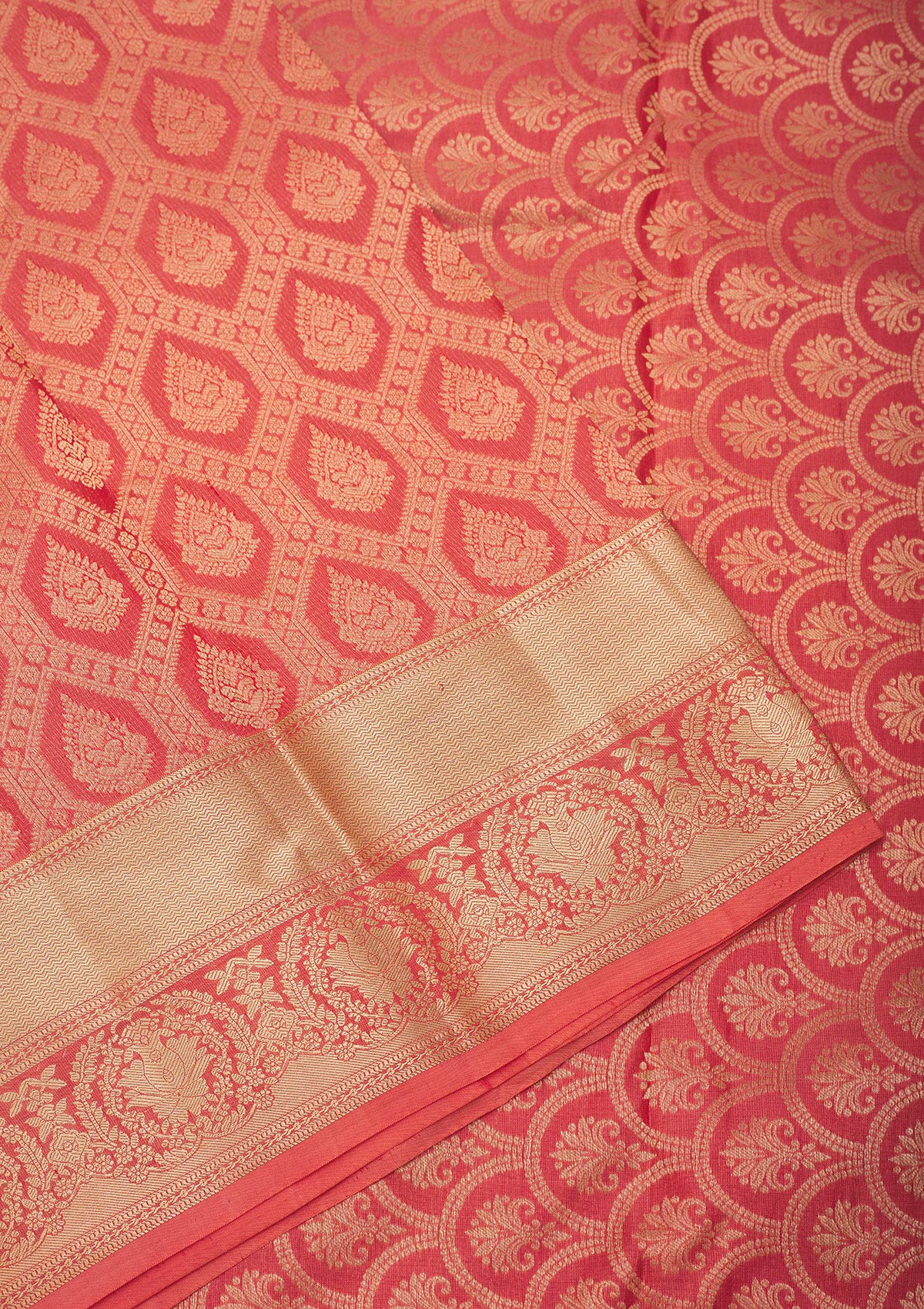 Peach Zariwork Pure Silk Saree