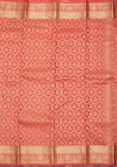 Peach Zariwork Pure Silk Saree