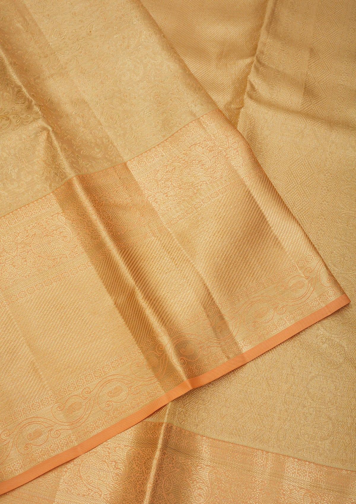 Peach Zariwork Pure Silk Saree-Koskii