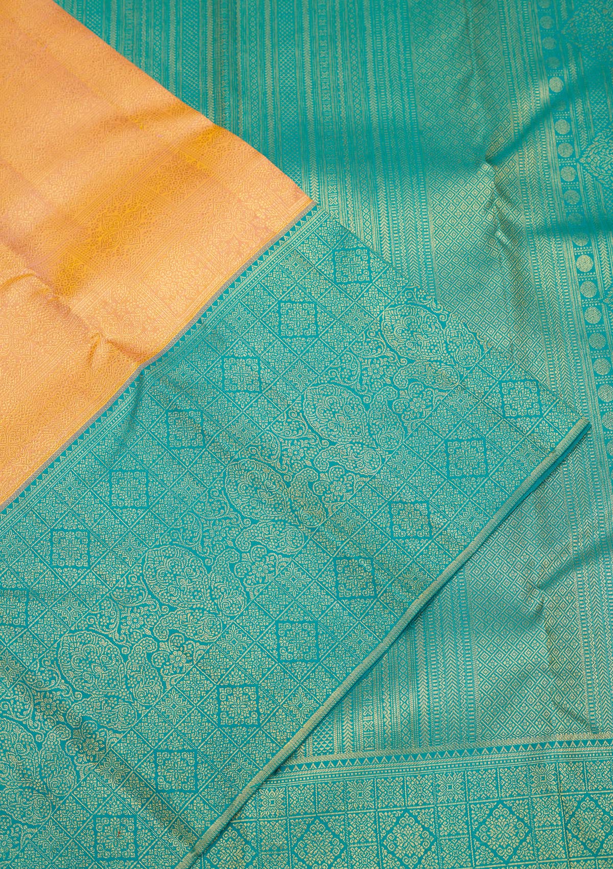 Peach Zariwork Pure Silk Saree