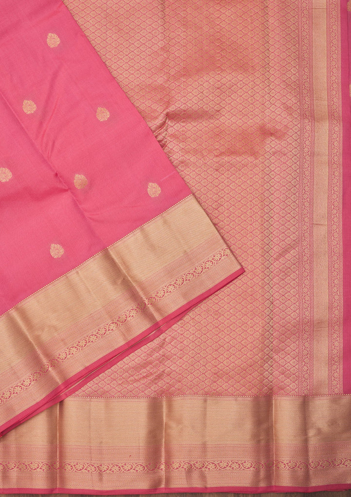 Peach Zariwork Pure Silk Saree