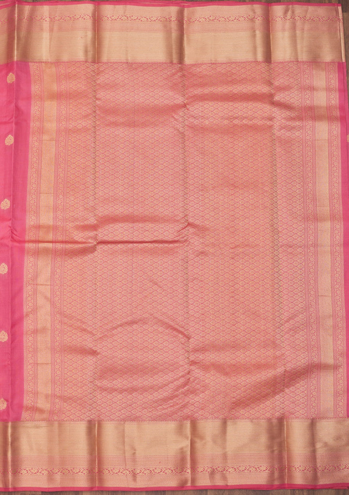 Peach Zariwork Pure Silk Saree