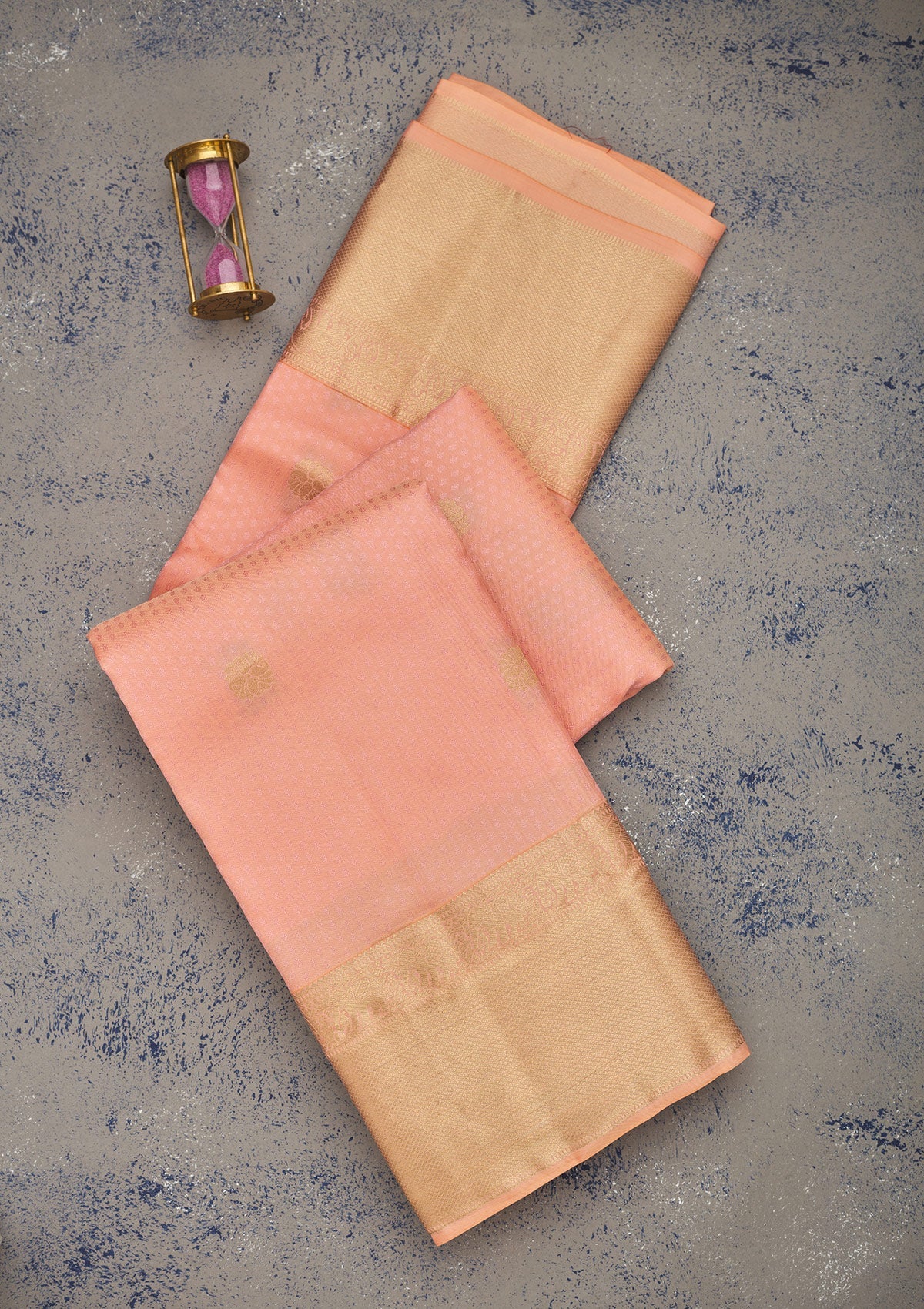 Peach Zariwork Pure Silk Saree-Koskii