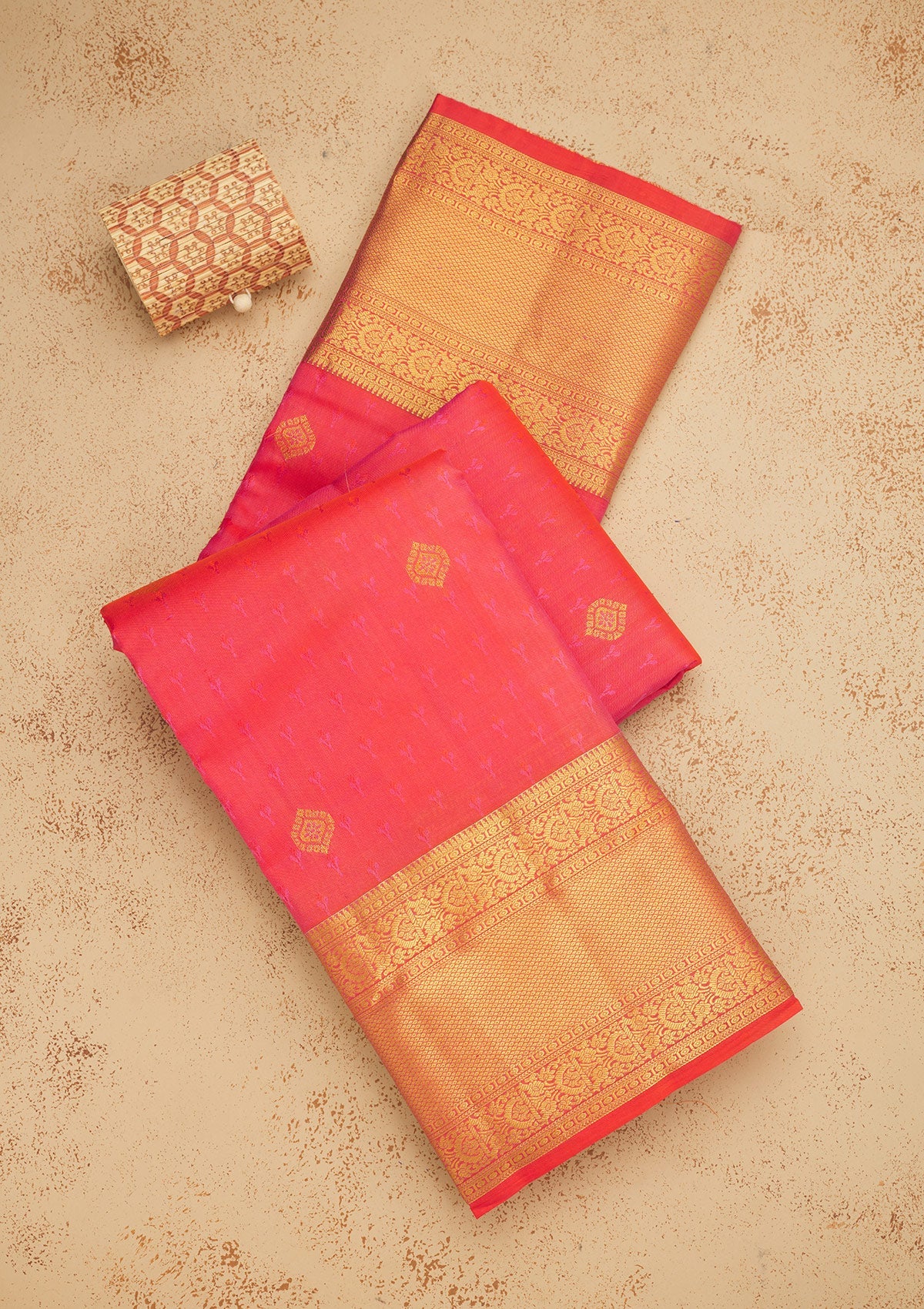 Peach Zariwork Pure Silk Saree-Koskii