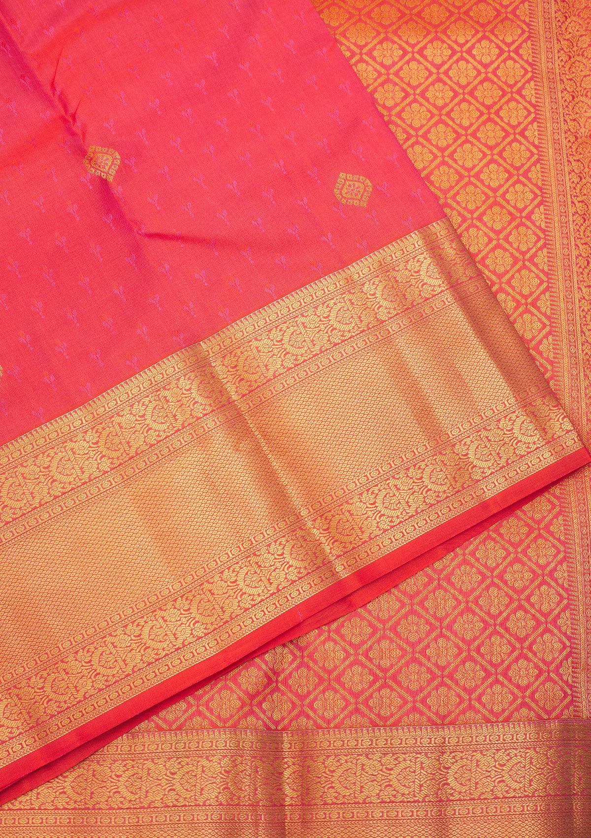 Peach Zariwork Pure Silk Saree