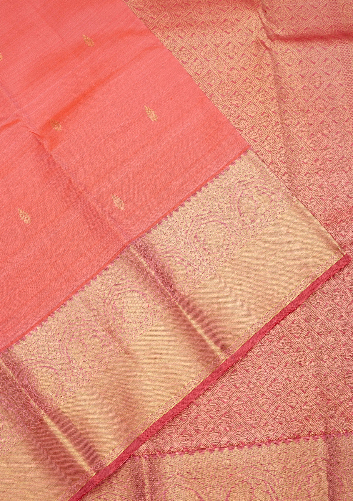 Peach Zariwork Pure Silk Saree