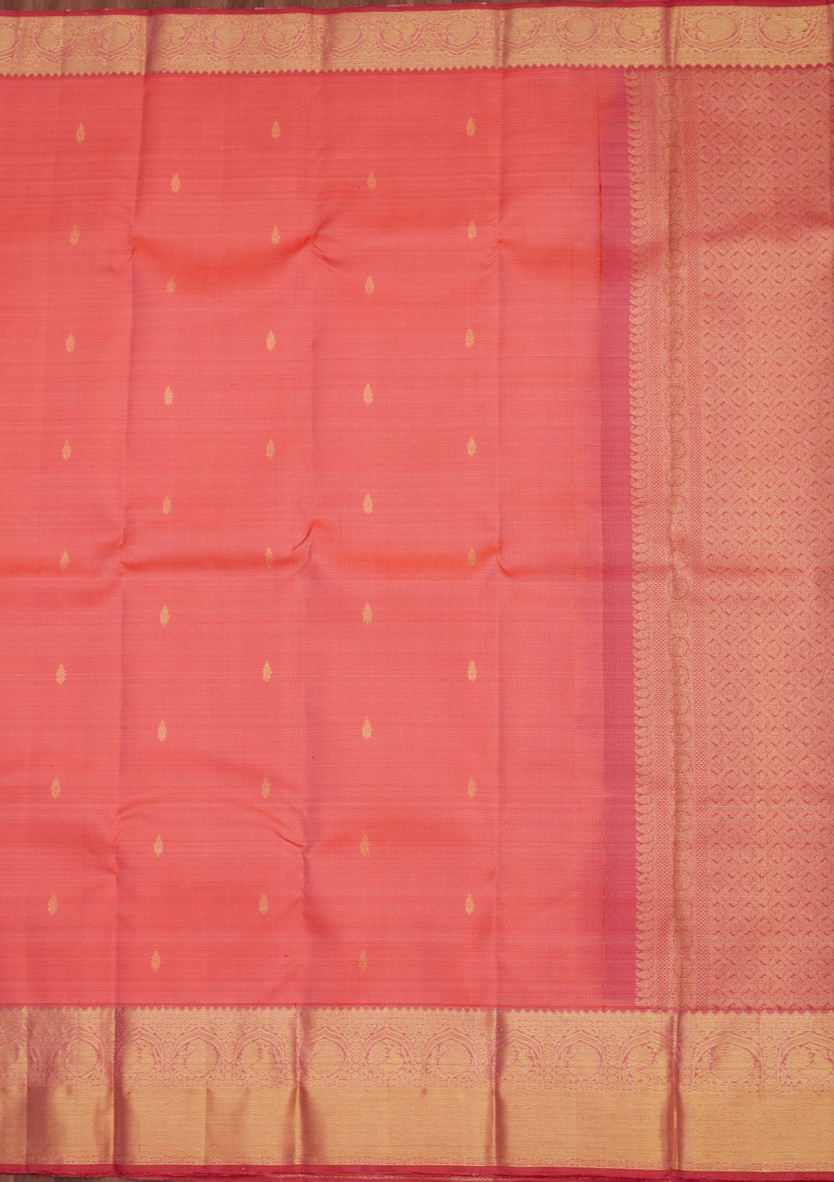 Peach Zariwork Pure Silk Saree