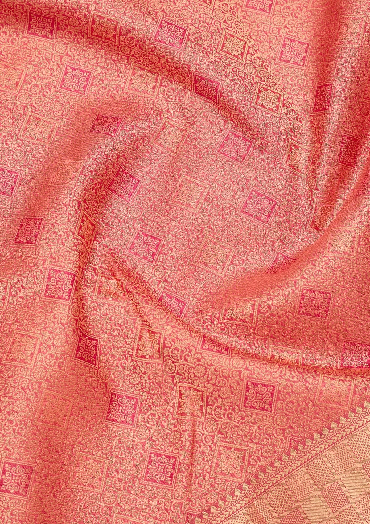 Peach Zariwork Pure Silk Saree