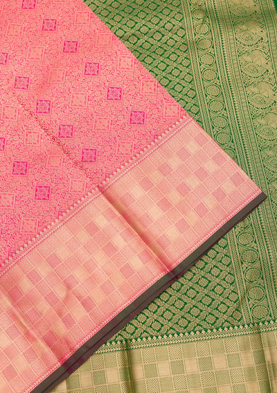 Peach Zariwork Pure Silk Saree