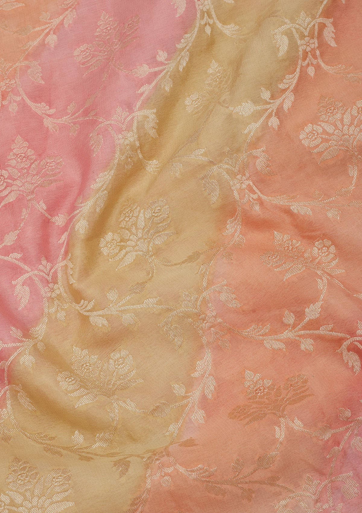 Peach Zariwork Pure Silk Saree-Koskii