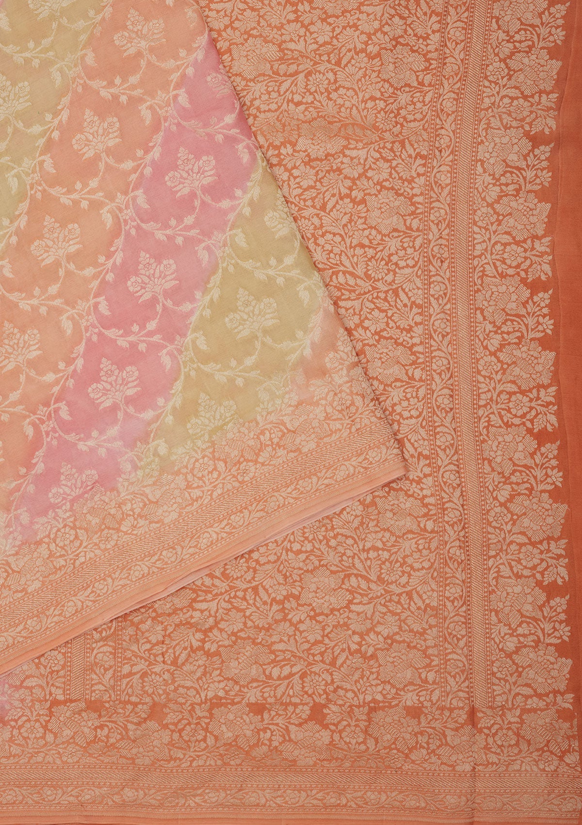 Peach Zariwork Pure Silk Saree-Koskii