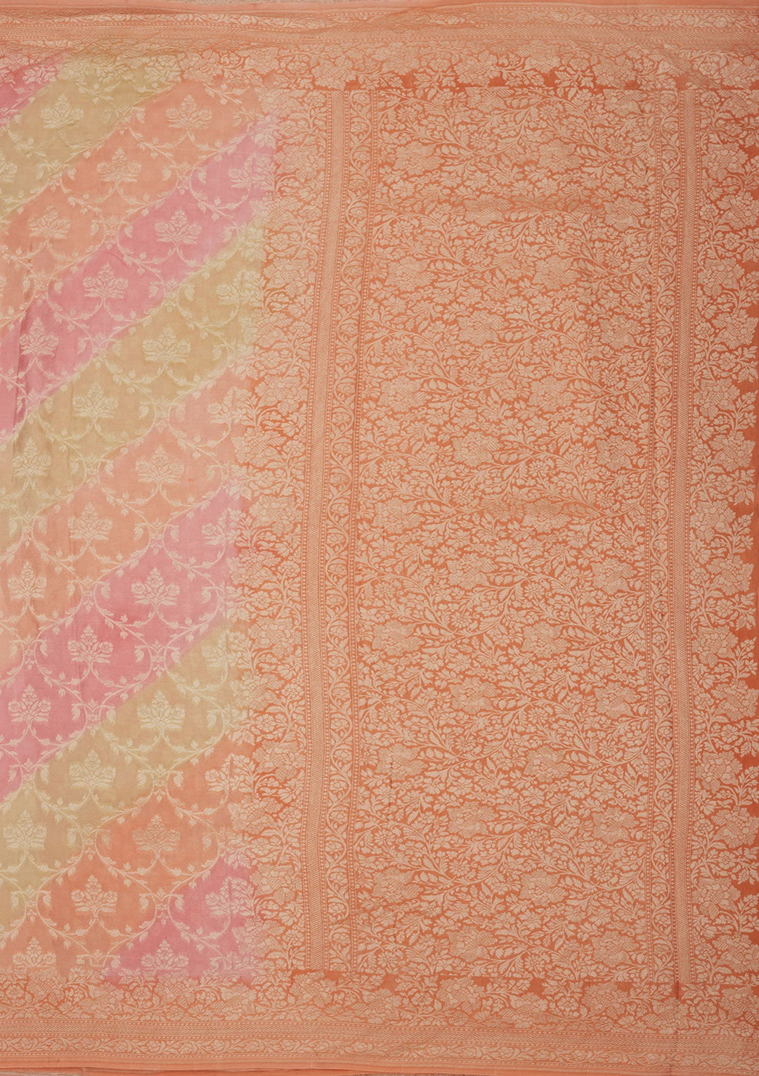 Peach Zariwork Pure Silk Saree-Koskii