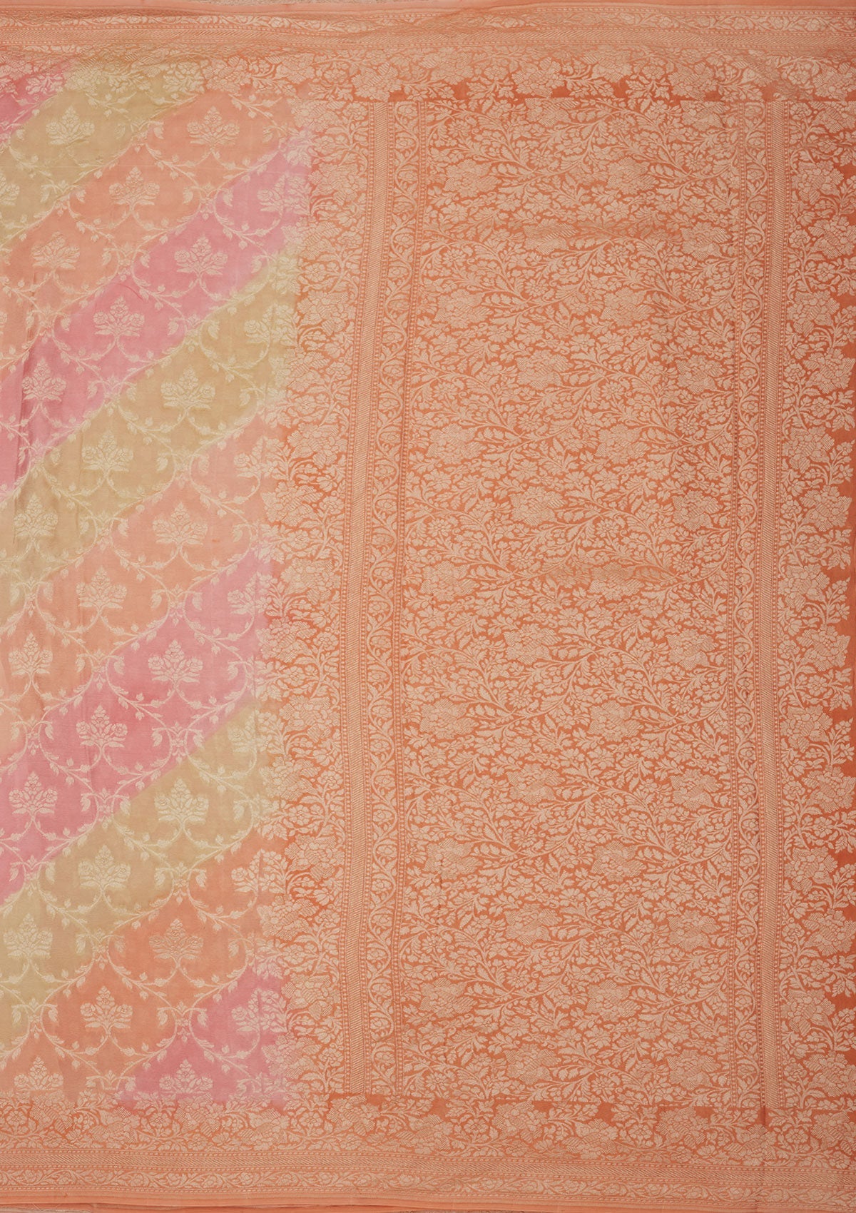 Peach Zariwork Pure Silk Saree-Koskii