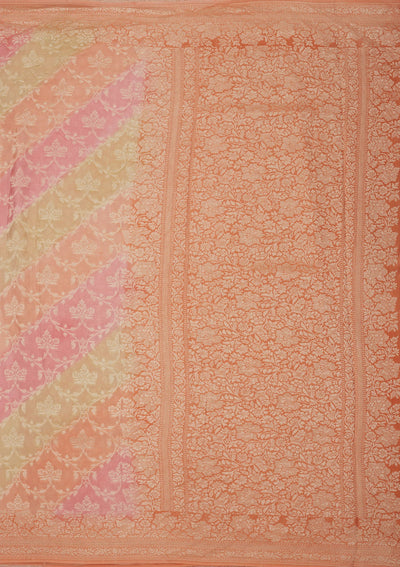 Peach Zariwork Pure Silk Saree-Koskii