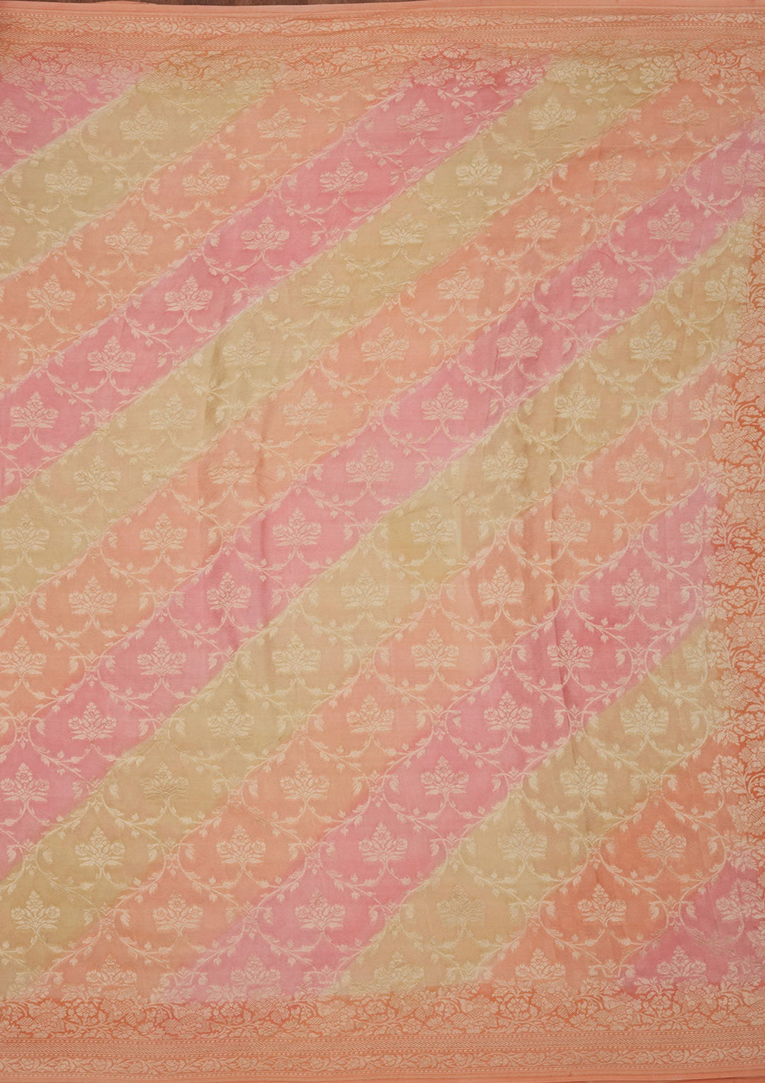 Peach Zariwork Pure Silk Saree-Koskii