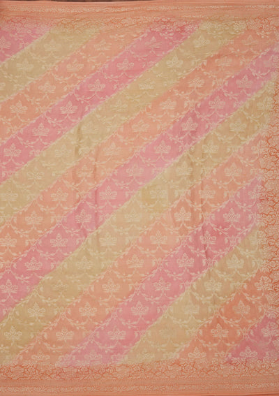 Peach Zariwork Pure Silk Saree-Koskii