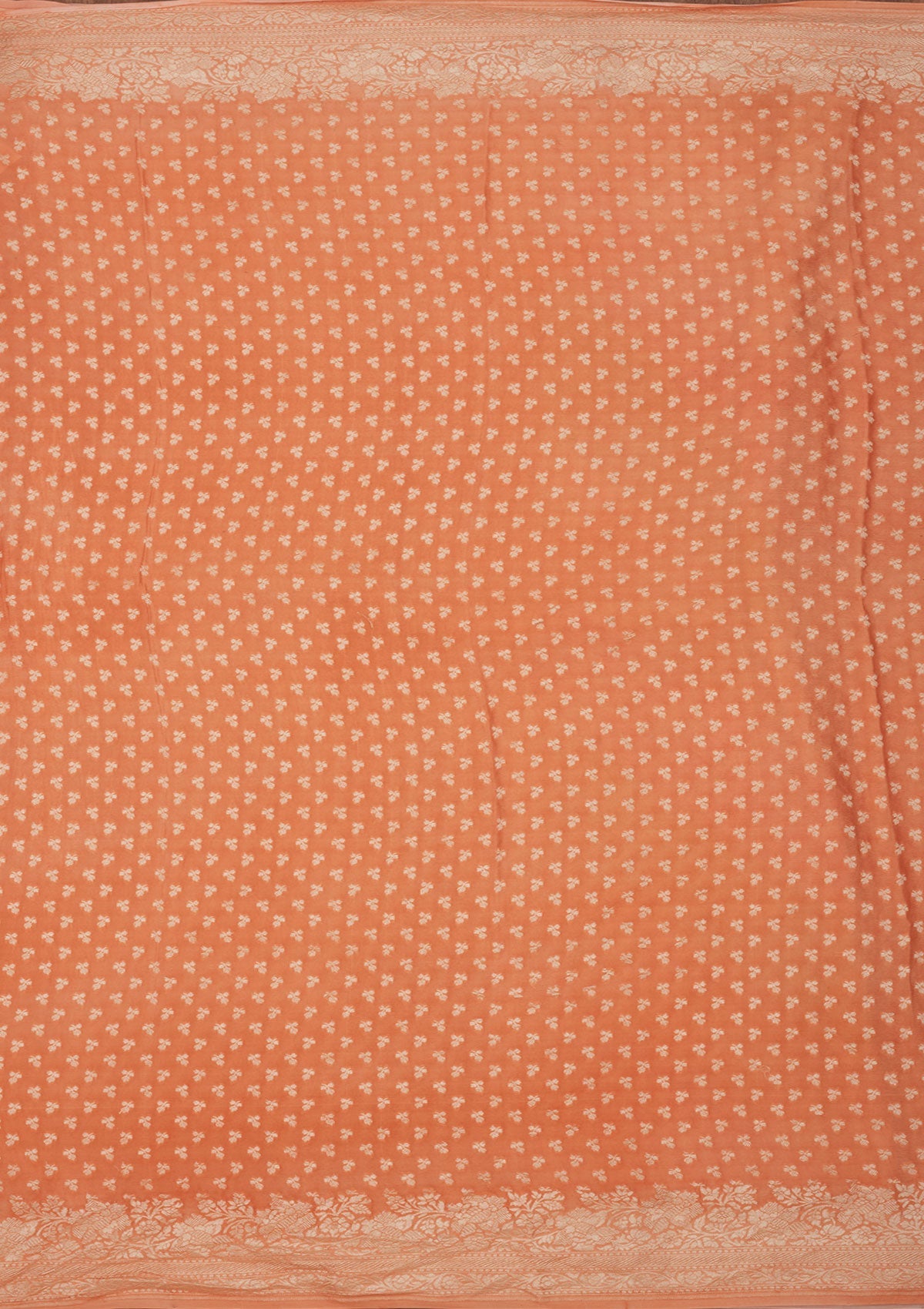 Peach Zariwork Pure Silk Saree-Koskii
