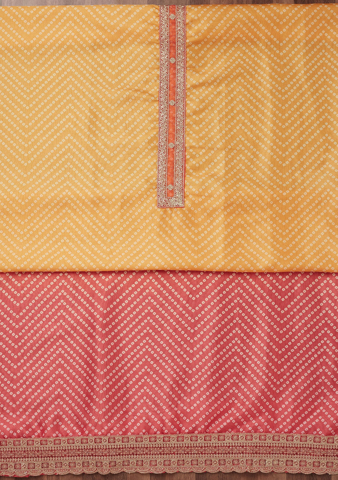 Peach Zariwork Tissue Unstitched Salwar Suit-Koskii