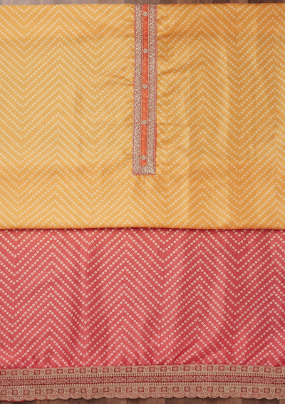 Peach Zariwork Tissue Unstitched Salwar Suit-Koskii