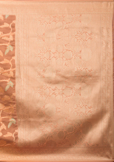 Peach Zariwork Tissue Saree-Koskii