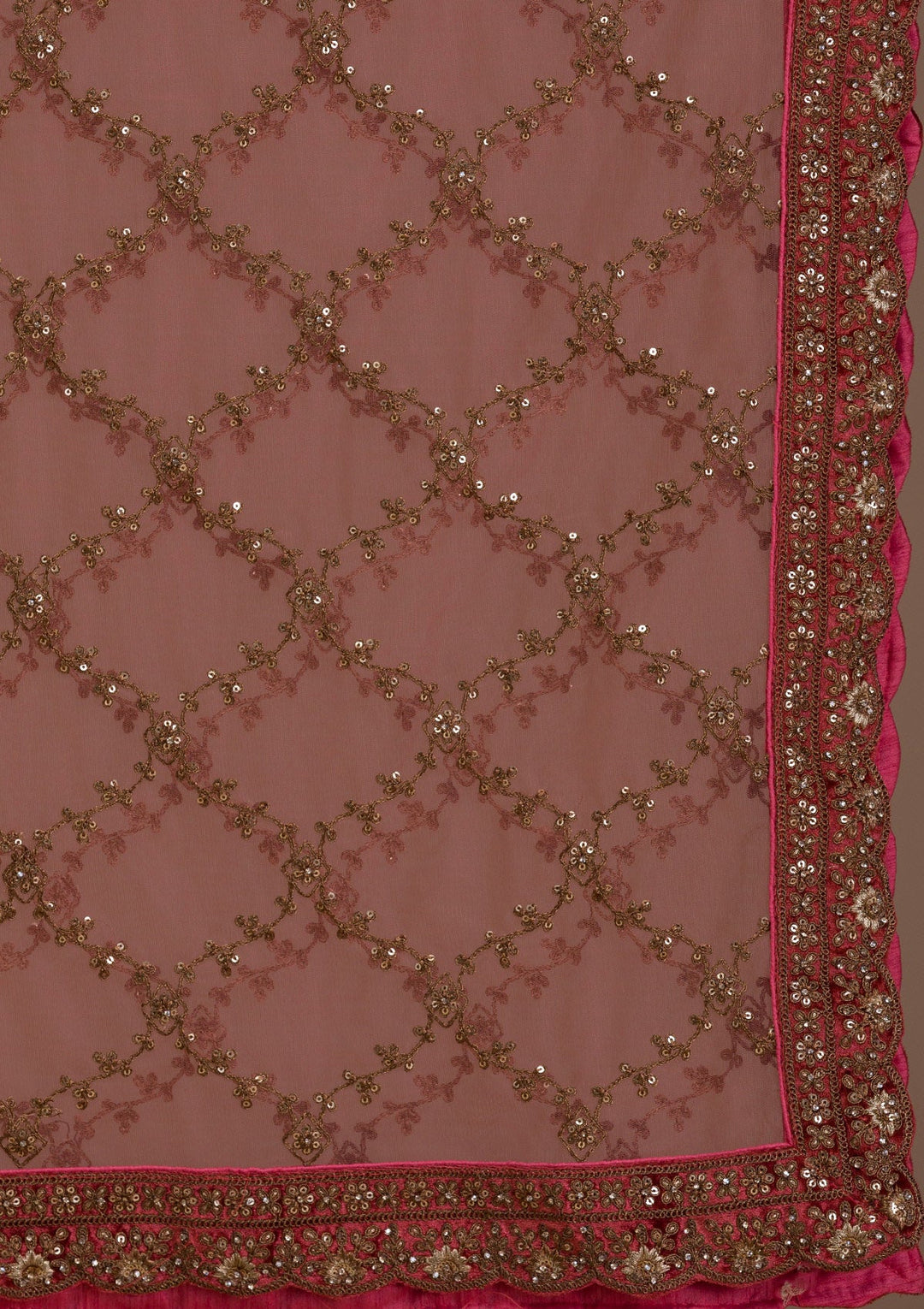 Peach Zariwork Velvet Readymade Lehenga-Koskii
