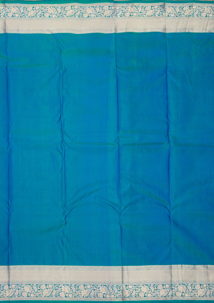 Peacock Blue Zariwork Pure Silk Saree-Koskii