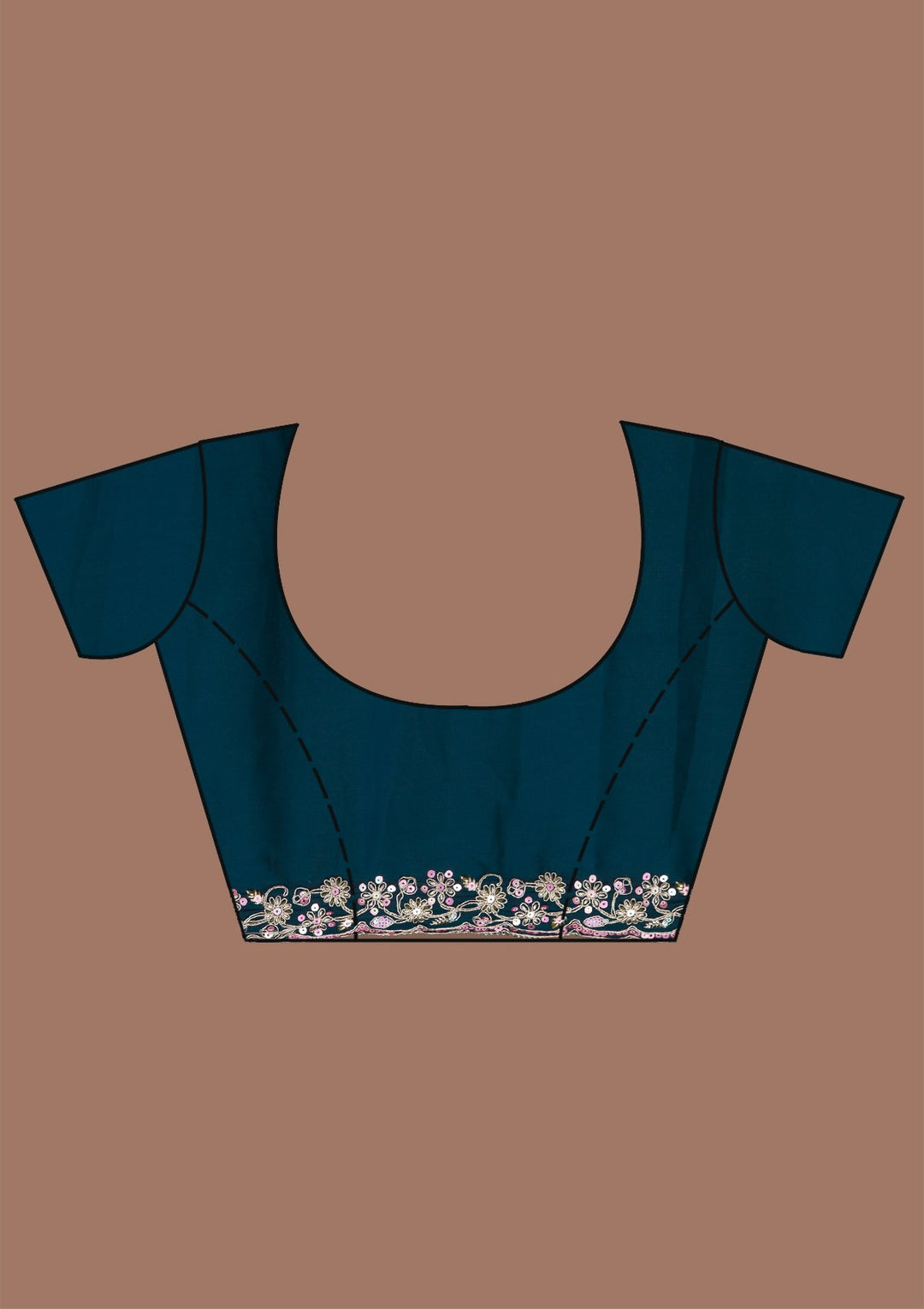 Peacock Blue Gotapatti Satin Saree-Koskii