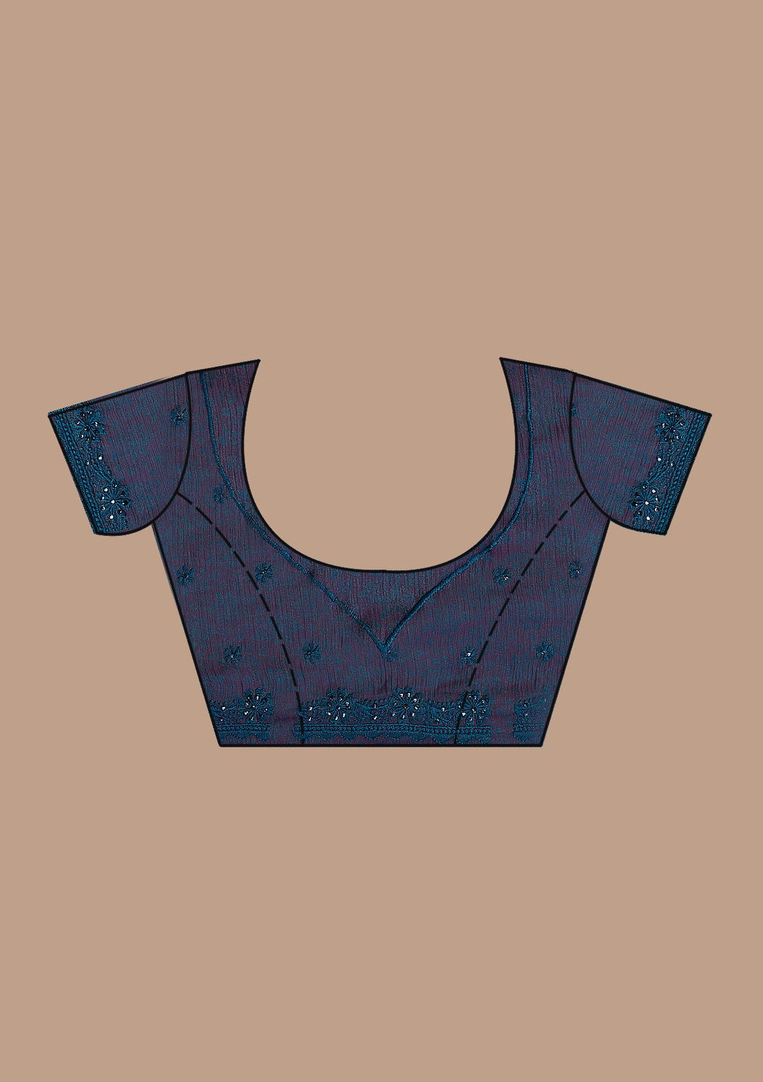 Peacock Blue Printed Georgette Saree-Koskii