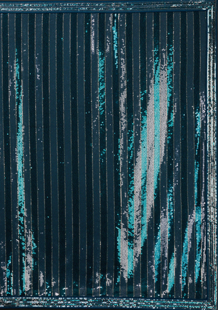 Peacock Blue Sequins Georgette Saree-Koskii