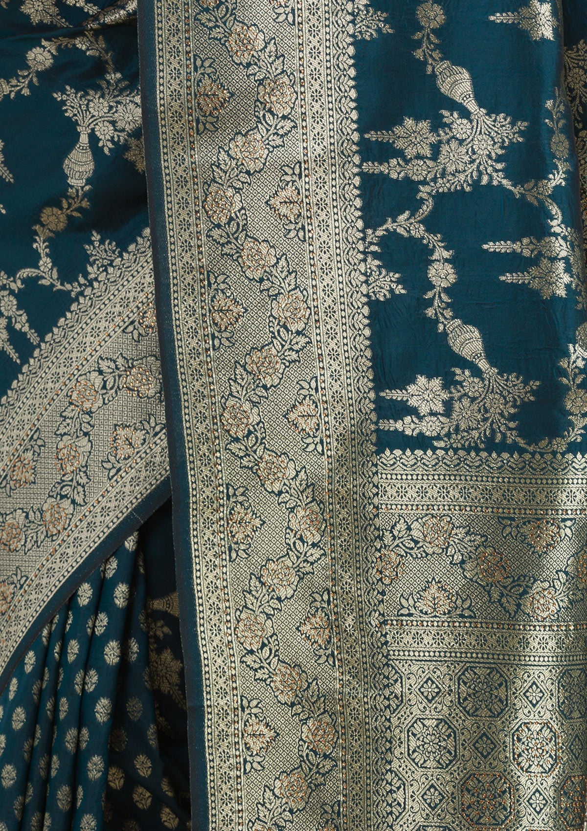 Peacock Blue Stonework Art Silk Saree