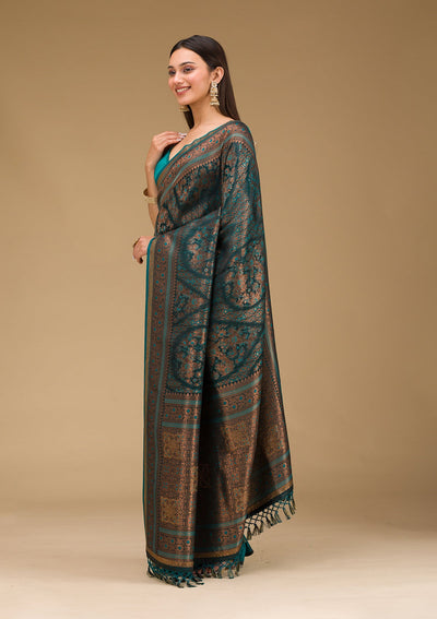 Peacock Blue Stonework Art Silk Saree