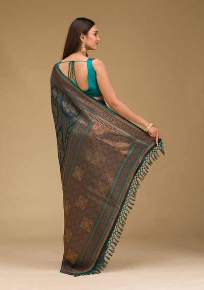 Peacock Blue Stonework Art Silk Saree