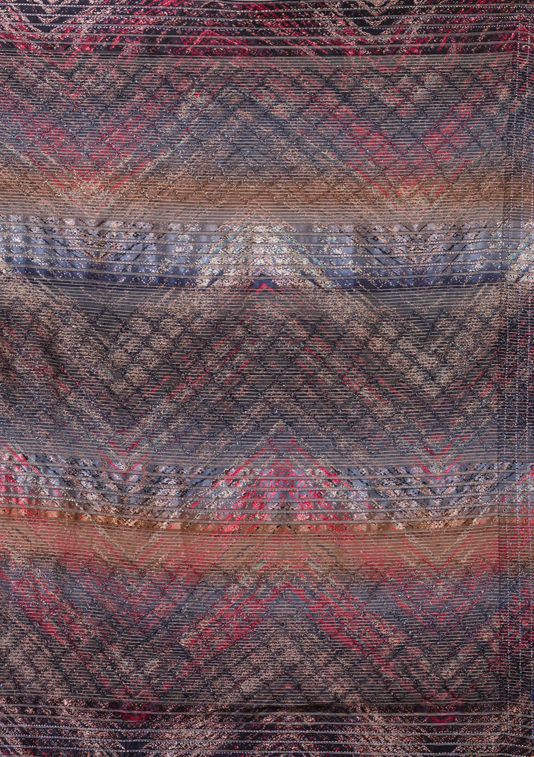 Peacock Blue Swarovski Georgette Saree-Koskii