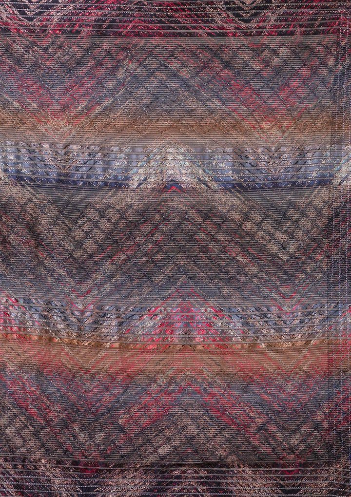 Peacock Blue Swarovski Georgette Saree-Koskii