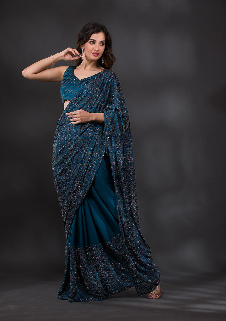 Light Grey Threadwork Organza Designer Saree-Koskii