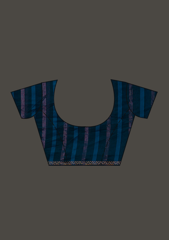 Peacock Blue Swarovski Tissue Saree-Koskii