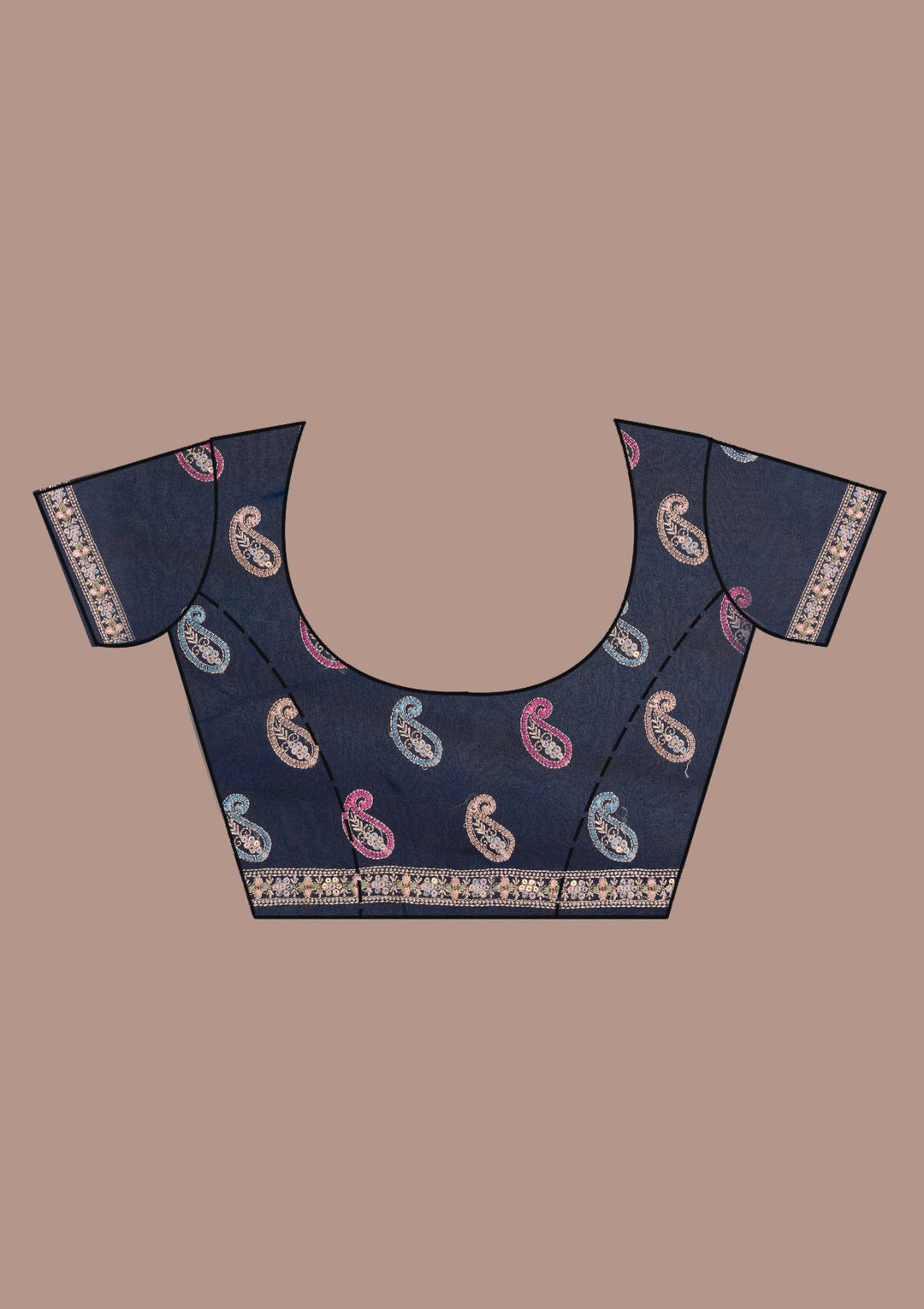Peacock Blue Threadwork Georgette Saree-Koskii