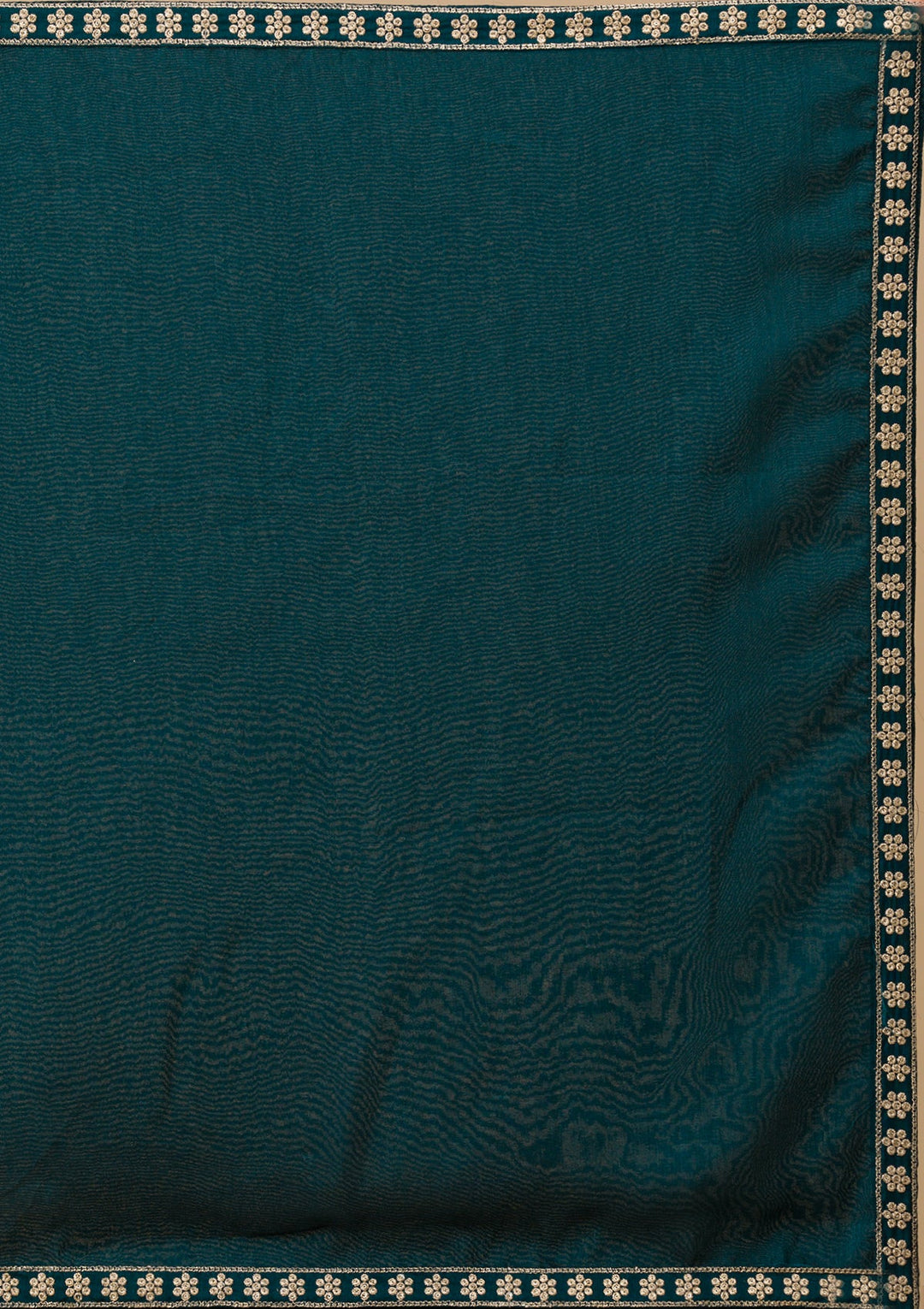 Peacock Blue Threadwork Raw Silk Readymade Lehenga-Koskii