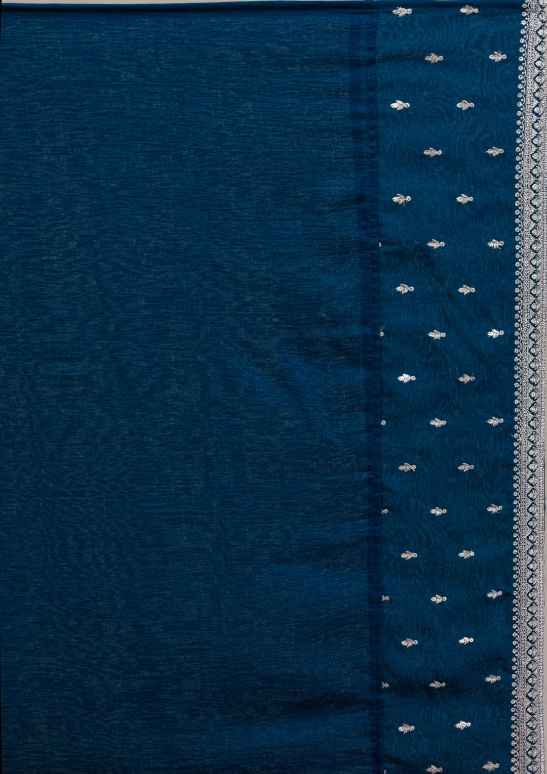 Peacock Blue Threadwork Raw Silk Readymade Salwar Kameez