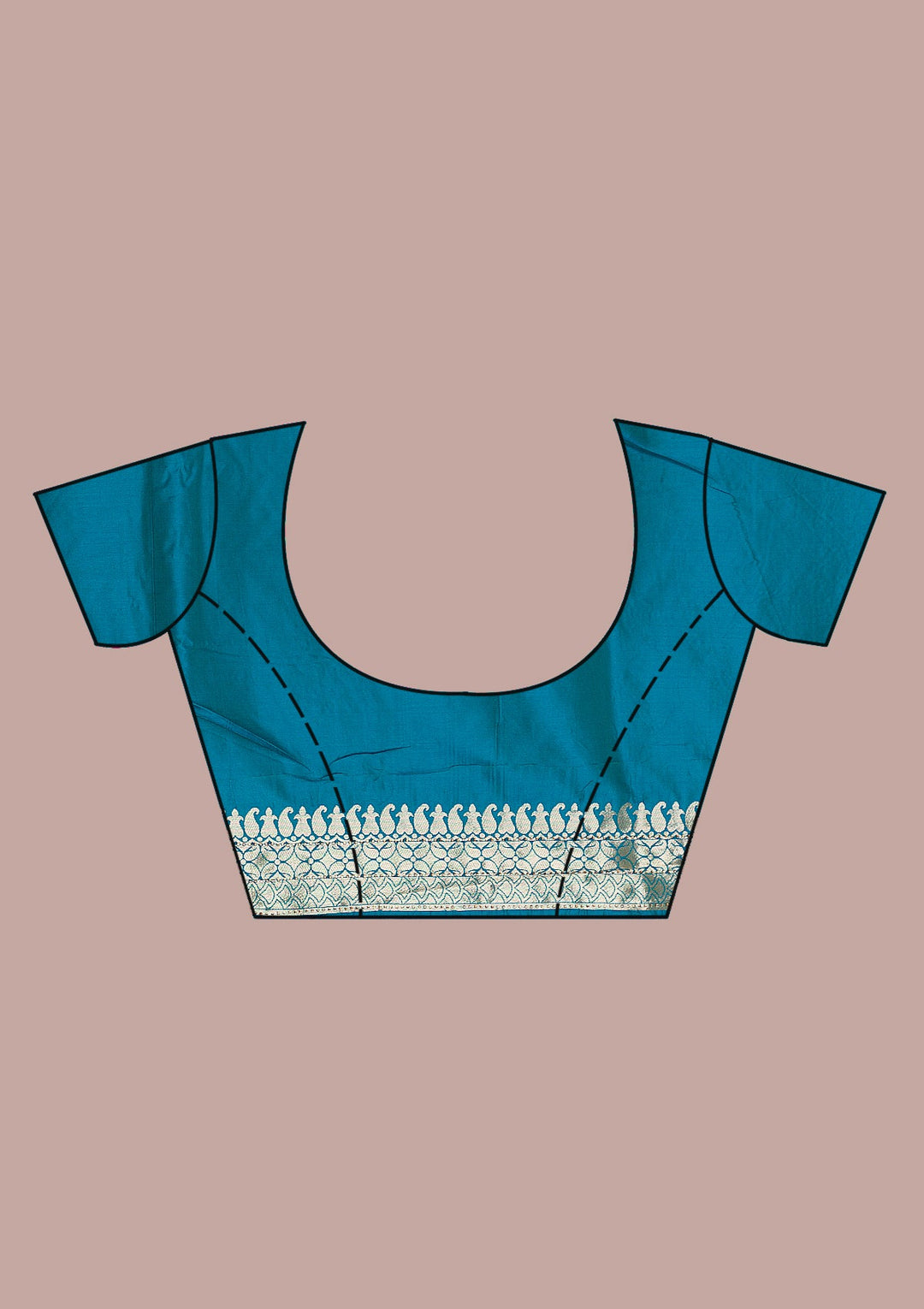 Peacock Blue Zariwork Art Silk Saree-Koskii