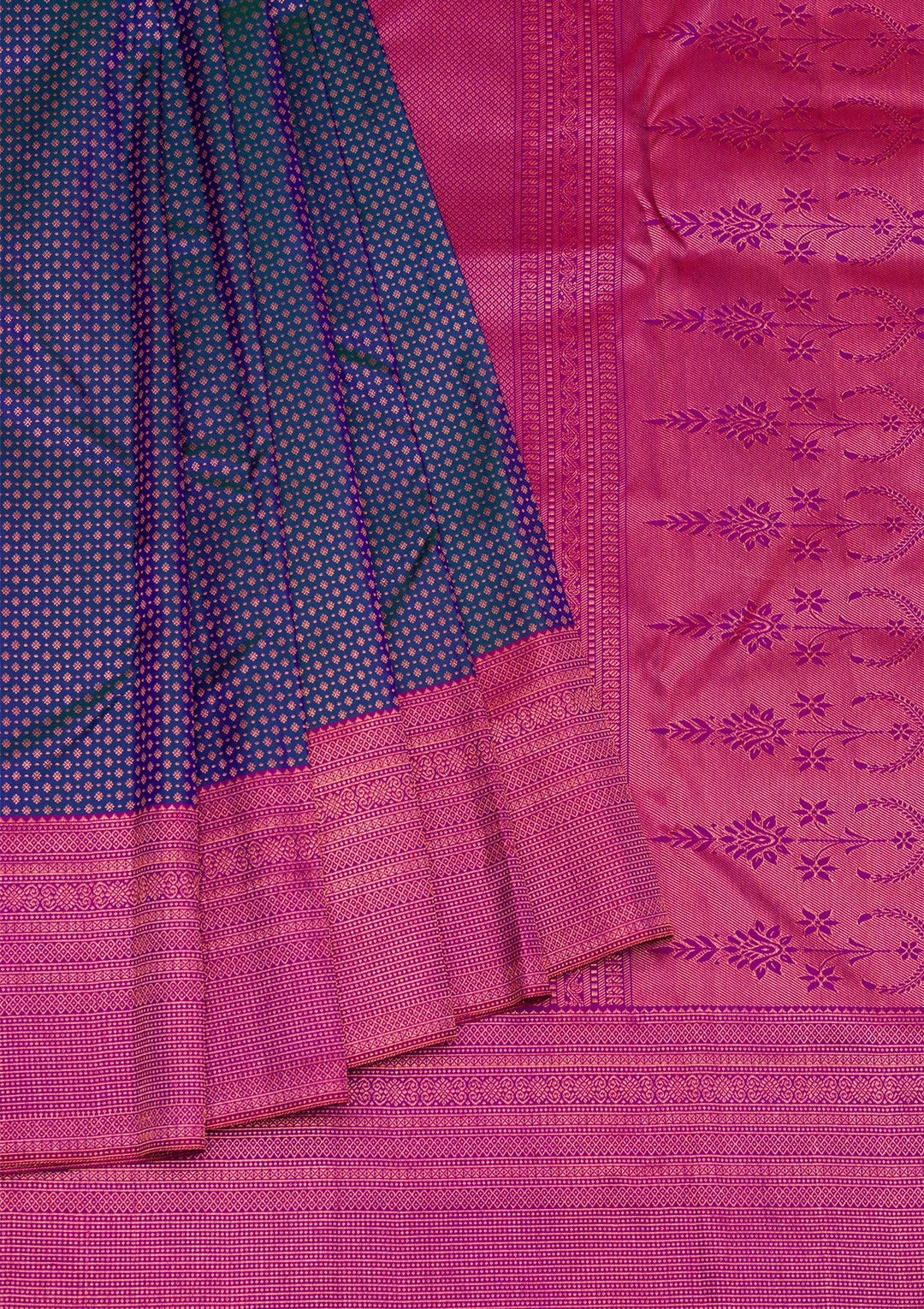 Peacock Blue Zariwork Pure Silk Saree-Koskii