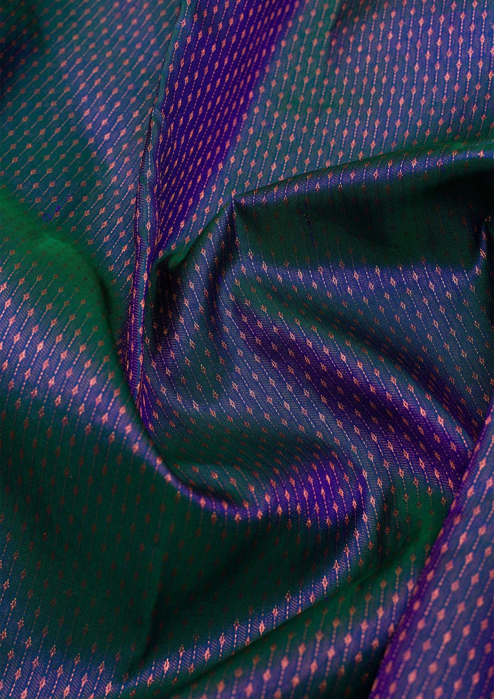 Peacock Blue Zariwork Pure Silk Saree-Koskii
