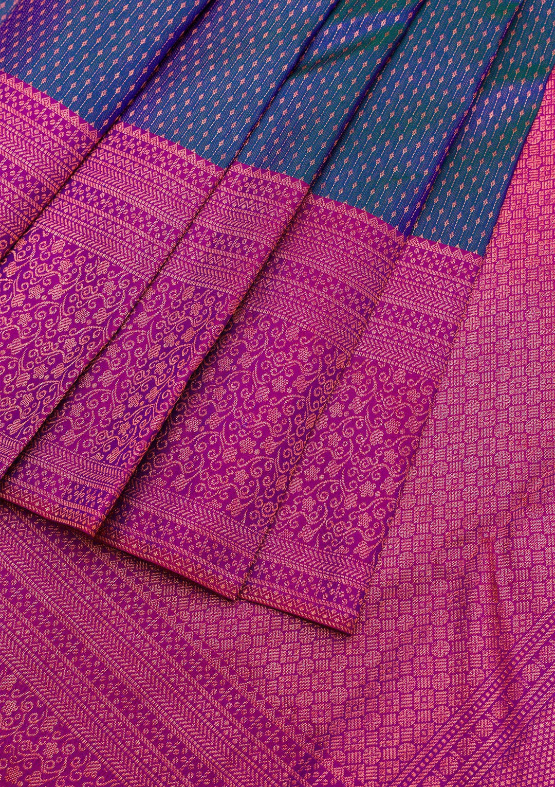 Peacock Blue Zariwork Pure Silk Saree-Koskii