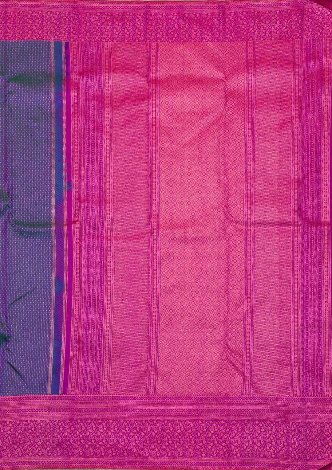 Peacock Blue Zariwork Pure Silk Saree-Koskii