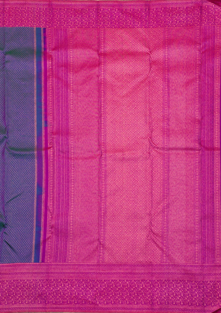 Peacock Blue Zariwork Pure Silk Saree-Koskii