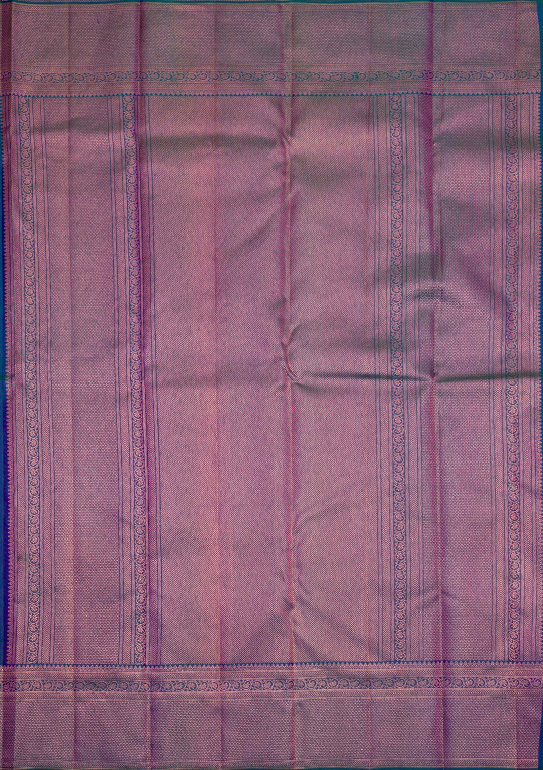 Peacock Blue Copper Zariwork Pure Silk Saree - Koskii