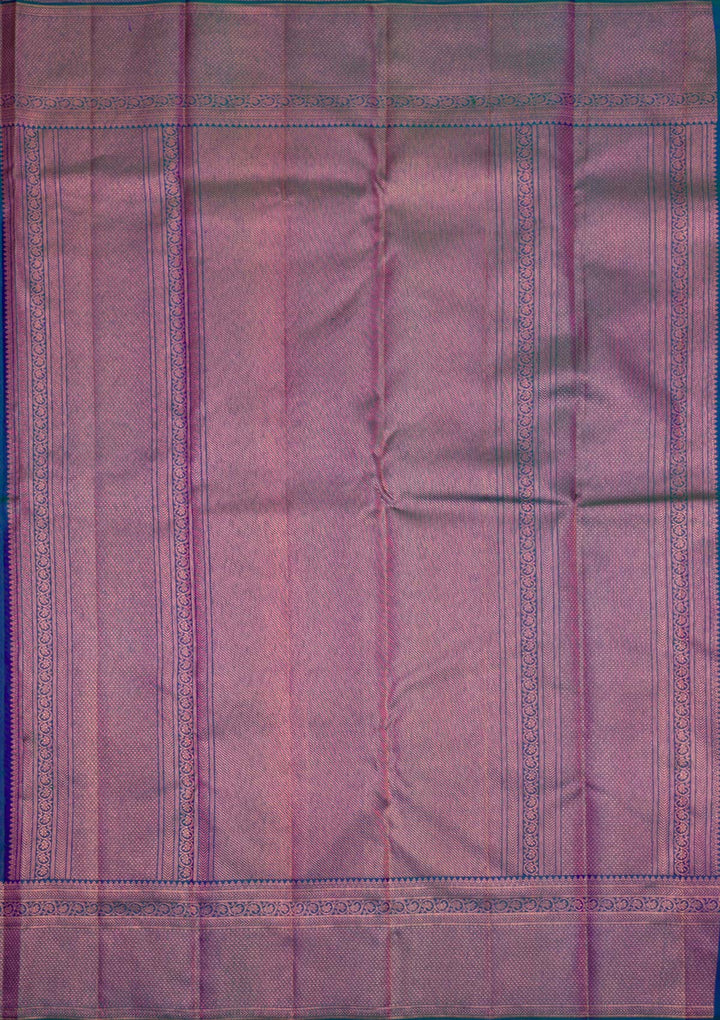 Peacock Blue Copper Zariwork Pure Silk Saree - Koskii