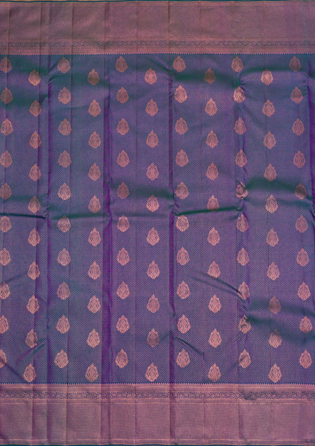 Peacock Blue Copper Zariwork Pure Silk Saree - Koskii