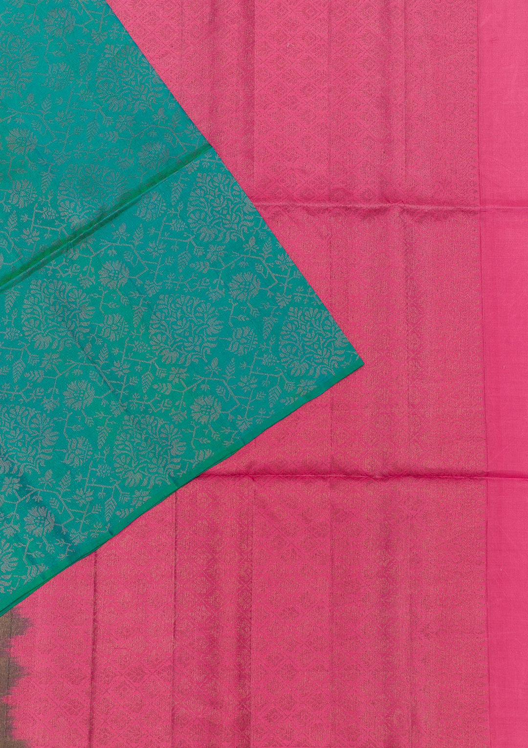 Peacock Blue Zariwork Pure Silk Saree-Koskii