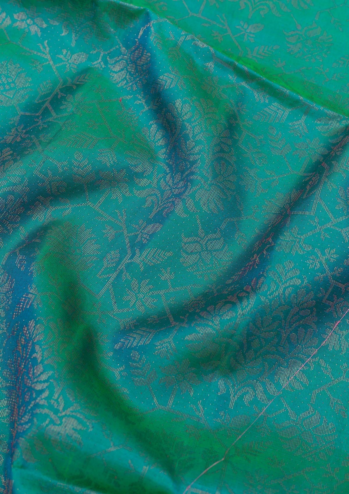 Peacock Blue Zariwork Pure Silk Saree-Koskii